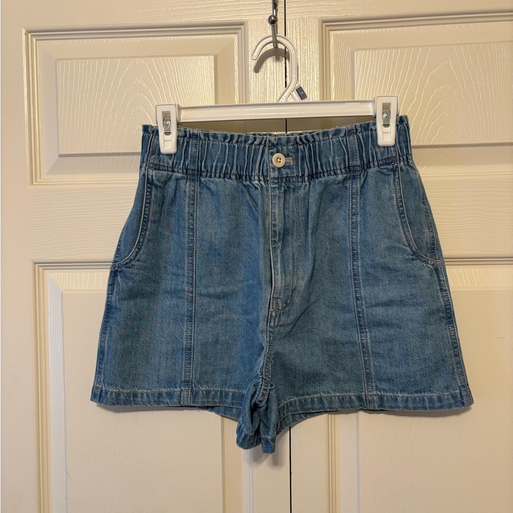 Madewell Blue Elastic-Waist Denim Shorts